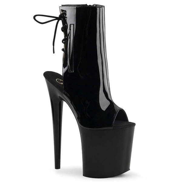 FLAMINGO-1018 Plateau Stiefeletten Schwarz Lack von Pleaser