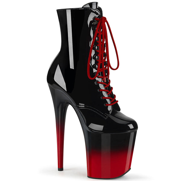 FLAMINGO-1020BR-H Plateau Stiefeletten Schwarz Rot von Pleaser