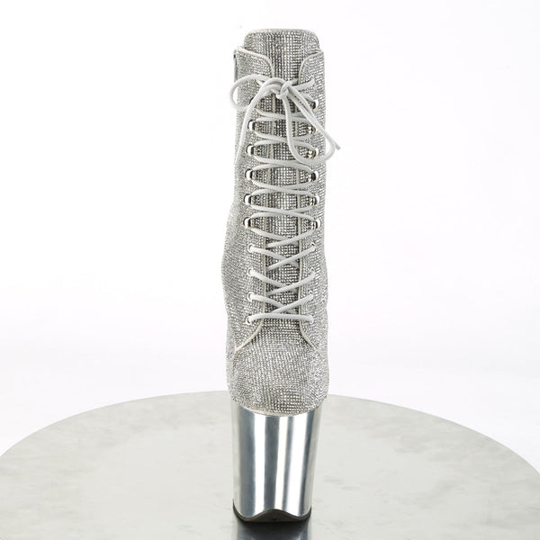 FLAMINGO-1020CHRS Plateau Stiefeletten - Silber Glitzer von Pleaser – Ansicht 2
