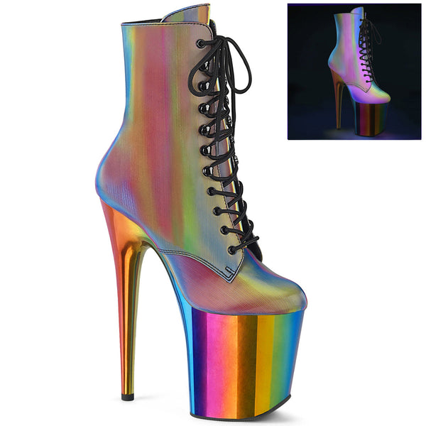 FLAMINGO-1020RC Plateau Stiefeletten Regenbogen von Pleaser