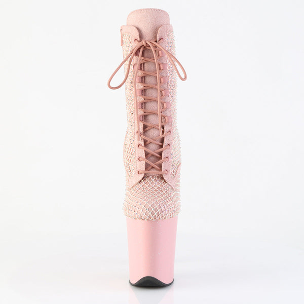 FLAMINGO-1020RM Plateau Stiefeletten Rosa Glitzer von Pleaser – Ansicht 2