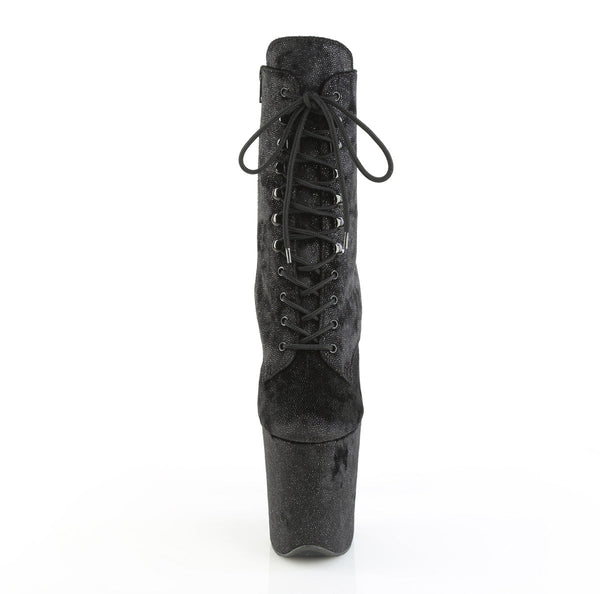 FLAMINGO-1020WR Plateau Stiefeletten Schwarz Matt Glitzer von Pleaser – Ansicht 2