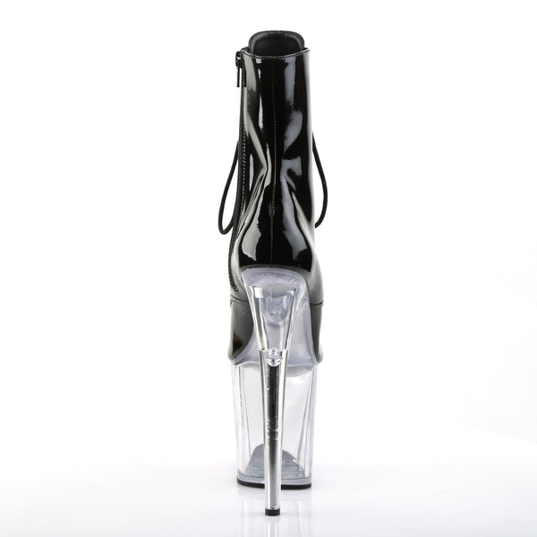 FLAMINGO-1021 Plateau Peeptoe Stiefeletten Schwarz Lack Transparent von Pleaser – Ansicht 4