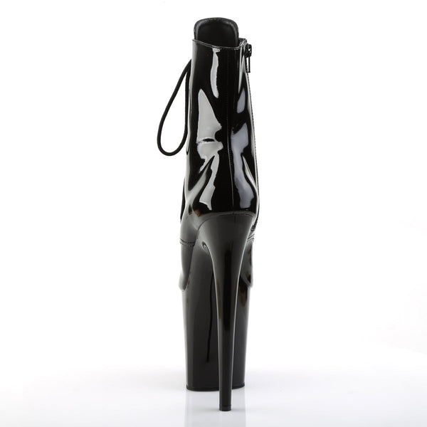 FLAMINGO-1021 Plateau Peeptoe Stiefeletten Schwarz Lack von Pleaser – Ansicht 4