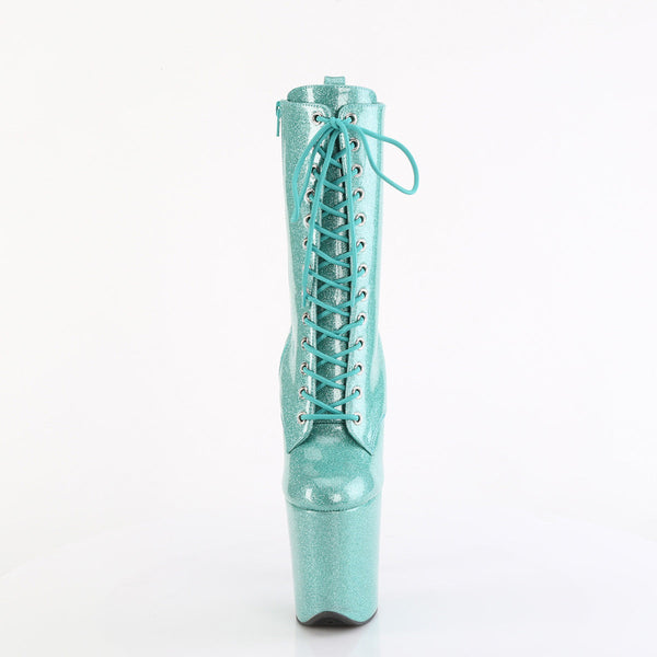 FLAMINGO-1040GP - Plateau Stiefeletten - Mint Grün/Glitzer Lack von Pleaser – Ansicht 2