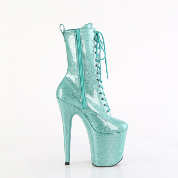 FLAMINGO-1040GP - Plateau Stiefeletten - Mint Grün/Glitzer Lack von Pleaser – Ansicht 5