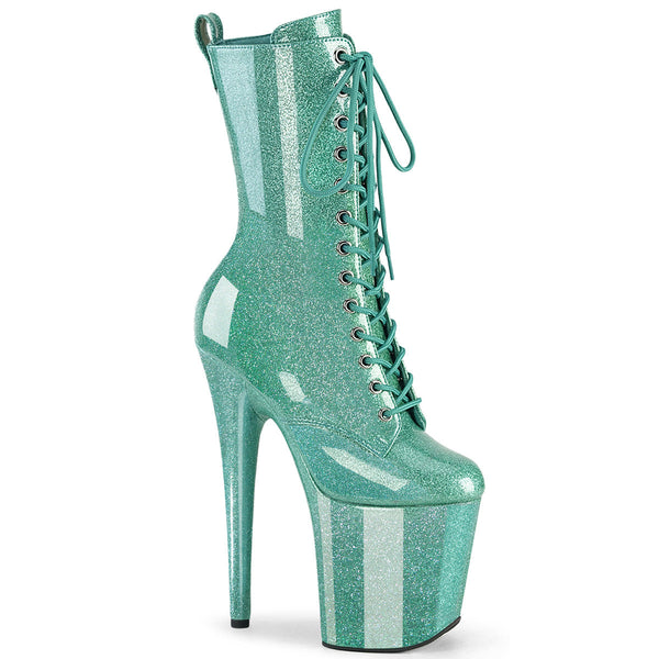 FLAMINGO-1040GP - Plateau Stiefeletten - Mint Grün/Glitzer Lack von Pleaser