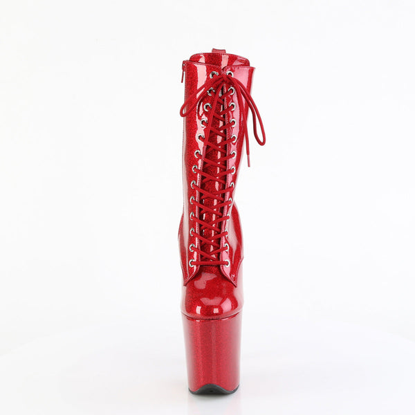 FLAMINGO-1040GP Plateau Stiefeletten Rot Lack von Pleaser – Ansicht 2