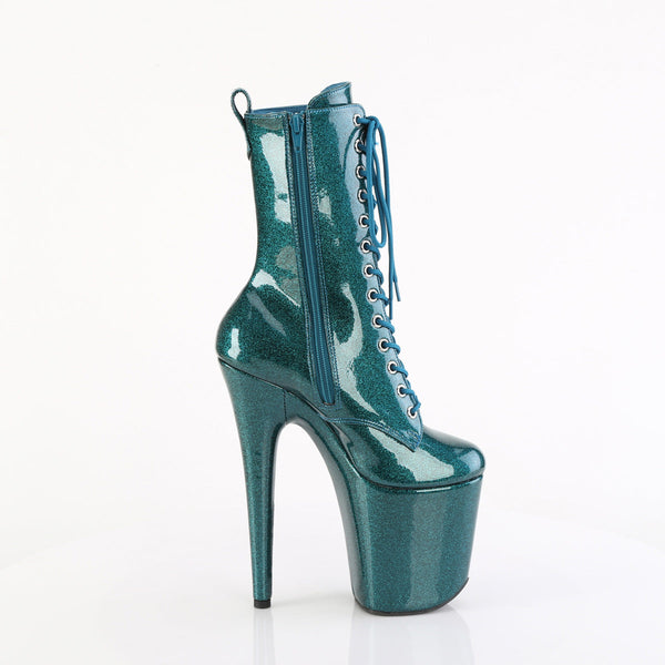 FLAMINGO-1040GP - Plateau Stiefeletten - Türkis Blau/Glitzer Lack von Pleaser – Ansicht 5