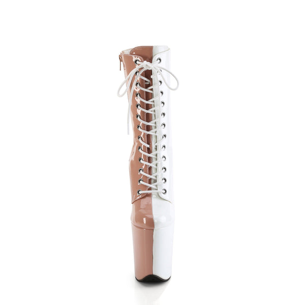 FLAMINGO-1040TT Plateau Stiefeletten Beige/Weiß von Pleaser – Ansicht 2