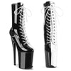 FLAMINGO-1040TT Plateau Stiefeletten Schwarz/Weiß Lack | Pleaser