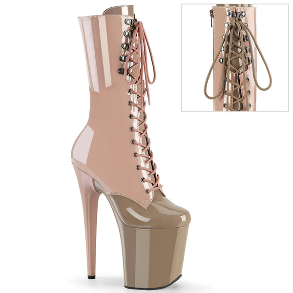 FLAMINGO-1054DC Plateau Stiefeletten Beige/Olive von Pleaser
