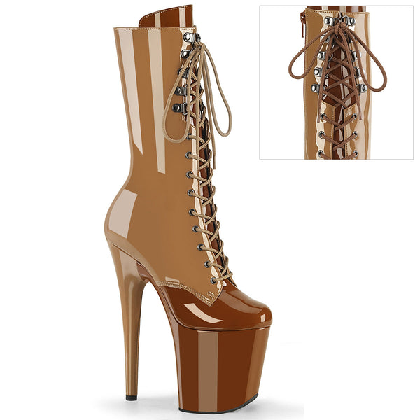 FLAMINGO-1054DC Plateau Stiefeletten Beige Braun von Pleaser