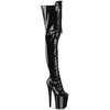 FLAMINGO-3020GP Plateau Overknee Stiefel Schwarz Lack Glitzer | Pleaser