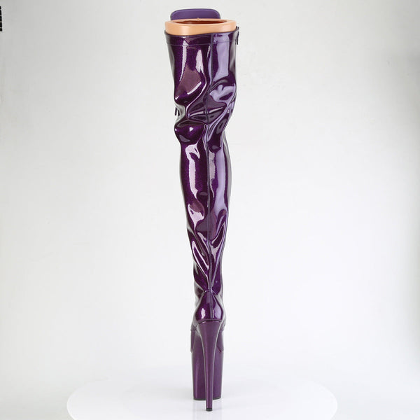 FLAMINGO-3020GP Plateau Overknee Stiefel Lila Glitzer von Pleaser – Ansicht 4