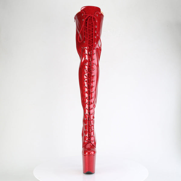 FLAMINGO-3020GP Plateau Overknee Stiefel Rot Lack von Pleaser – Ansicht 2