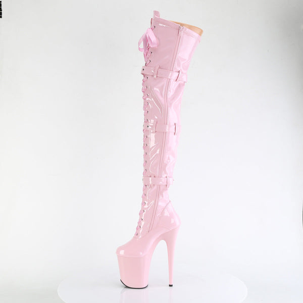FLAMINGO-3028 Plateau Overknee Stiefel Rosa Lack von Pleaser – Ansicht 3