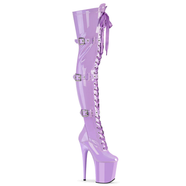FLAMINGO-3028 Plateau Overkneestiefel Lila von Pleaser