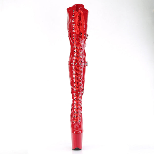 FLAMINGO-3028 Plateau Overknee Stiefel Rot Lack von Pleaser – Ansicht 2