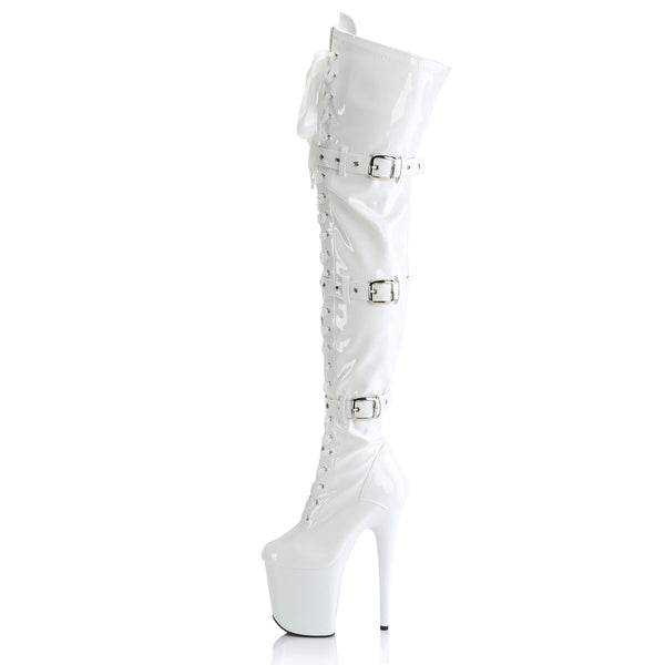 FLAMINGO-3028 Plateau Overknee Stiefel Weiß Lack von Pleaser – Ansicht 3