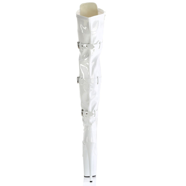 FLAMINGO-3028 Plateau Overknee Stiefel Weiß Lack von Pleaser – Ansicht 4
