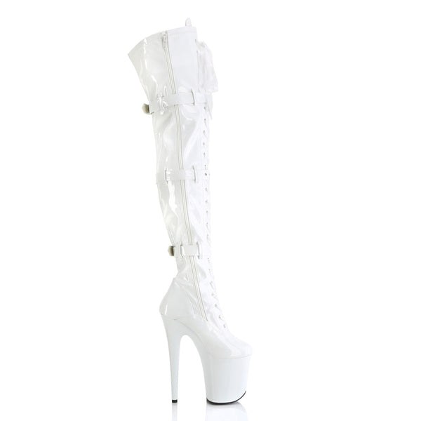 FLAMINGO-3028 Plateau Overknee Stiefel Weiß Lack von Pleaser – Ansicht 5