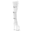 FLAMINGO-3028 Plateau Overknee Stiefel Weiß Lack | Pleaser
