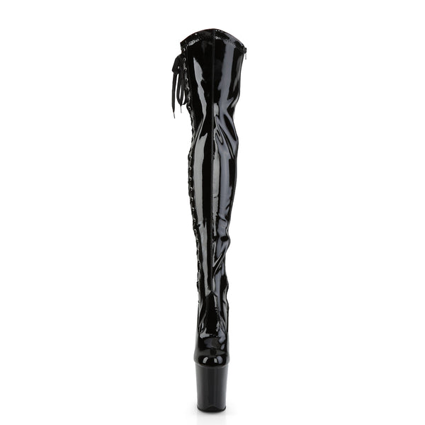 FLAMINGO-3050 Plateau Overknee Stiefel Schwarz Lack von Pleaser – Ansicht 2