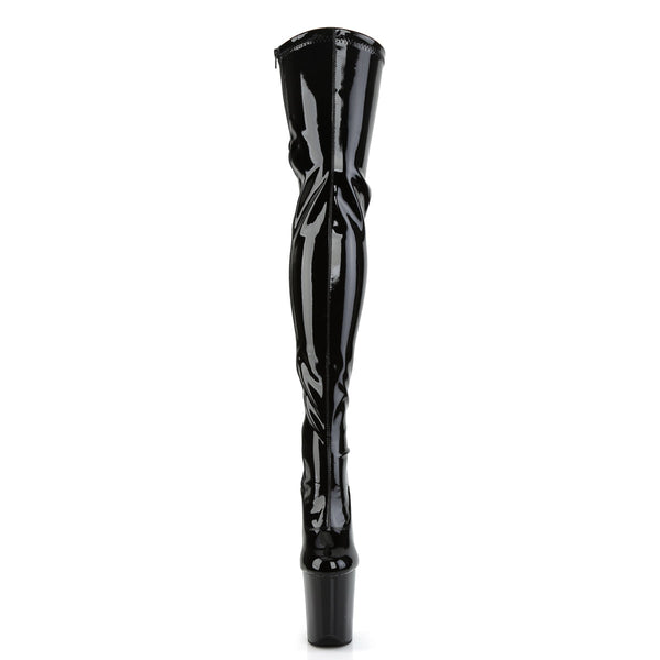 FLAMINGO-3063 Plateau Overknee Stiefel Schwarz Lack von Pleaser – Ansicht 2