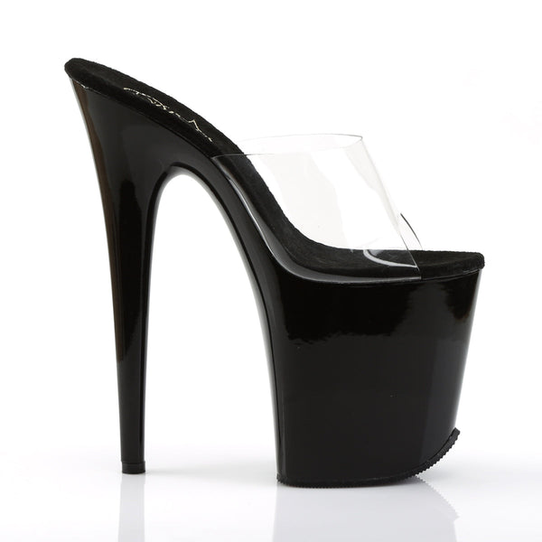 FLAMINGO-801 Plateau Pantoletten Transparent/Schwarz von Pleaser – Ansicht 5