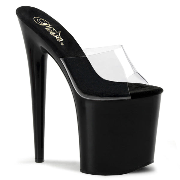 FLAMINGO-801 Plateau Pantoletten Transparent/Schwarz von Pleaser