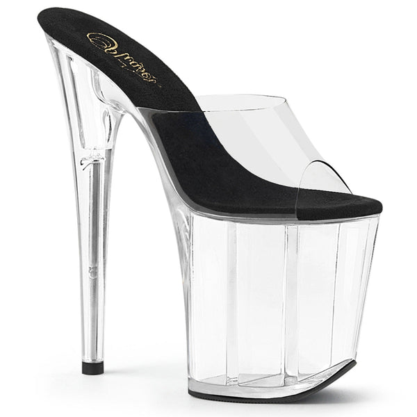 FLAMINGO-801 Plateau Pantoletten Schwarz/Transparent von Pleaser