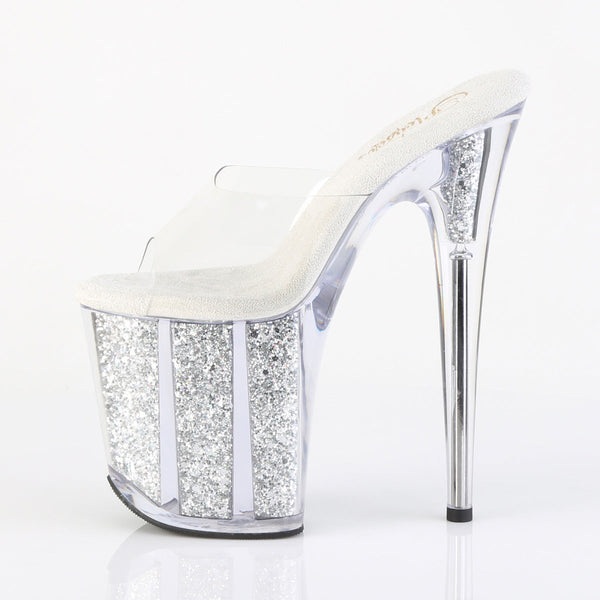 FLAMINGO-801G Plateau Pantoletten Silber von Pleaser – Ansicht 3