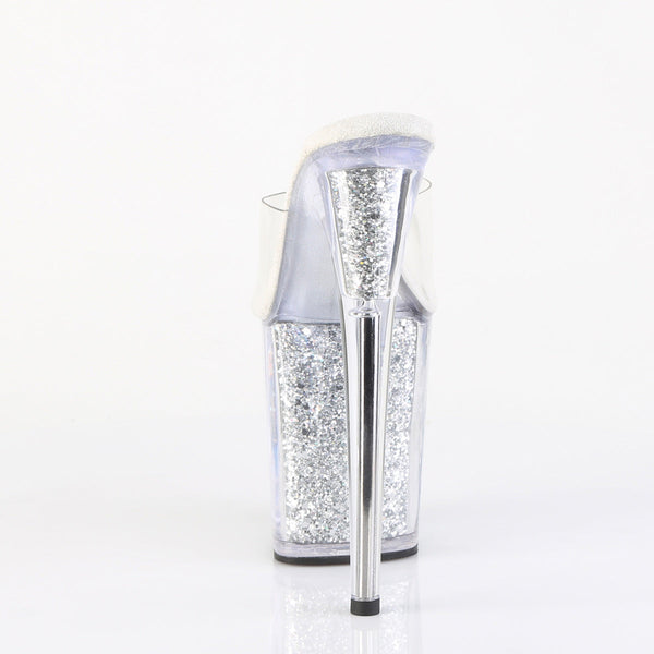 FLAMINGO-801G Plateau Pantoletten Silber von Pleaser – Ansicht 4