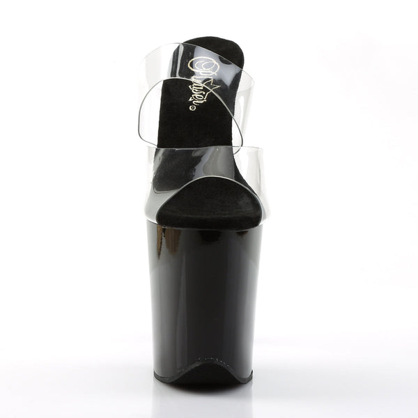 FLAMINGO-802 Plateau Pantoletten Transparent/Schwarz von Pleaser – Ansicht 2