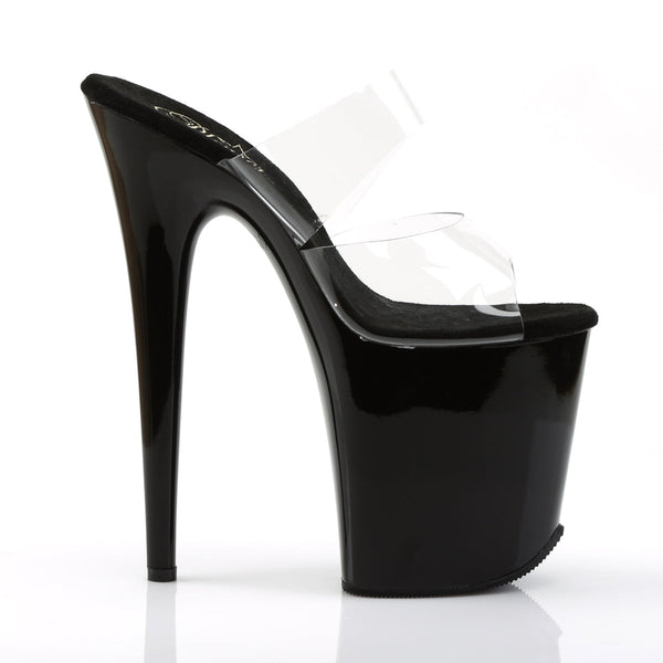 FLAMINGO-802 Plateau Pantoletten Transparent/Schwarz von Pleaser – Ansicht 5