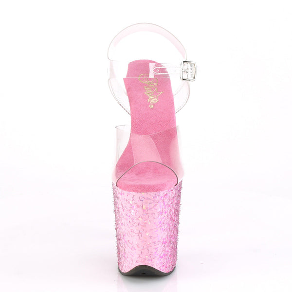 FLAMINGO-808CF Plateau Sandaletten - Pink Glitzer von Pleaser – Ansicht 2
