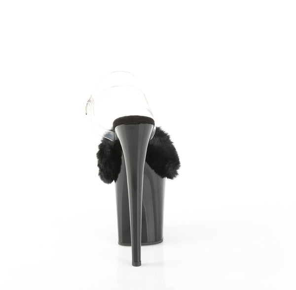 FLAMINGO-808FUR Plateau Sandaletten Schwarz Lack Kunstfell von Pleaser – Ansicht 4