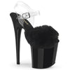 FLAMINGO-808FUR Plateau Sandaletten Schwarz Lack Kunstfell von Pleaser