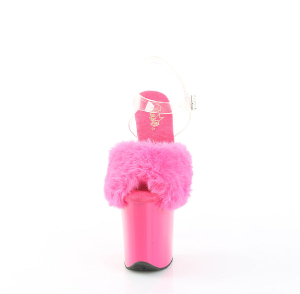 FLAMINGO-808FUR Plateau Sandaletten Pink Lack Kunstfell von Pleaser – Ansicht 2