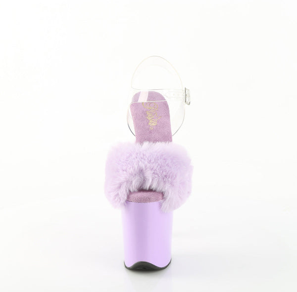 FLAMINGO-808FUR Plateau Sandaletten Lila Lack Kunstfell von Pleaser – Ansicht 2