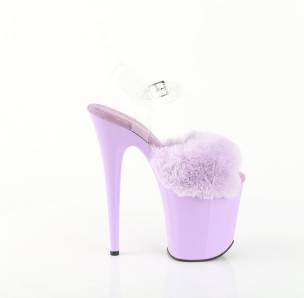 FLAMINGO-808FUR Plateau Sandaletten Lila Lack Kunstfell von Pleaser – Ansicht 5