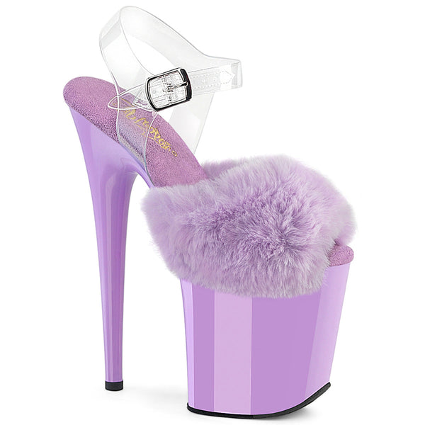 FLAMINGO-808FUR Plateau Sandaletten Lila Lack Kunstfell von Pleaser