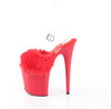 FLAMINGO-808FUR Plateau Sandaletten Rot Lack Kunstfell von Pleaser – Ansicht 3