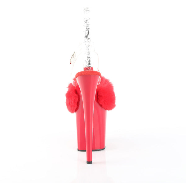 FLAMINGO-808FUR Plateau Sandaletten Rot Lack Kunstfell von Pleaser – Ansicht 4