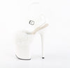 FLAMINGO-808FUR Plateau Sandaletten Weiß Lack Kunstpelz von Pleaser – Ansicht 3