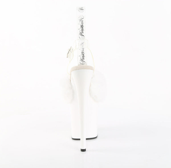 FLAMINGO-808FUR Plateau Sandaletten Weiß Lack Kunstpelz von Pleaser – Ansicht 4
