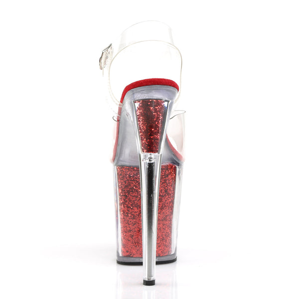 FLAMINGO-808G Plateau Sandaletten Rot Glitzer von Pleaser – Ansicht 4