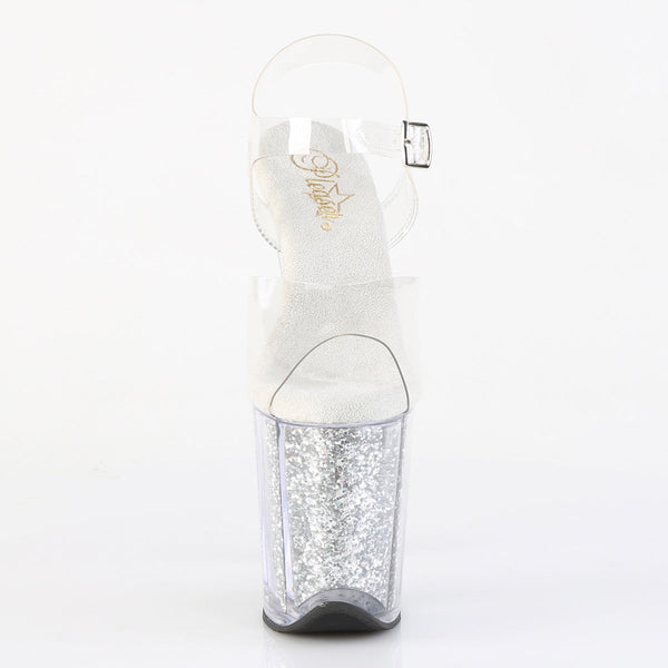 FLAMINGO-808G Plateau Sandaletten Silber Transparent von Pleaser – Ansicht 2