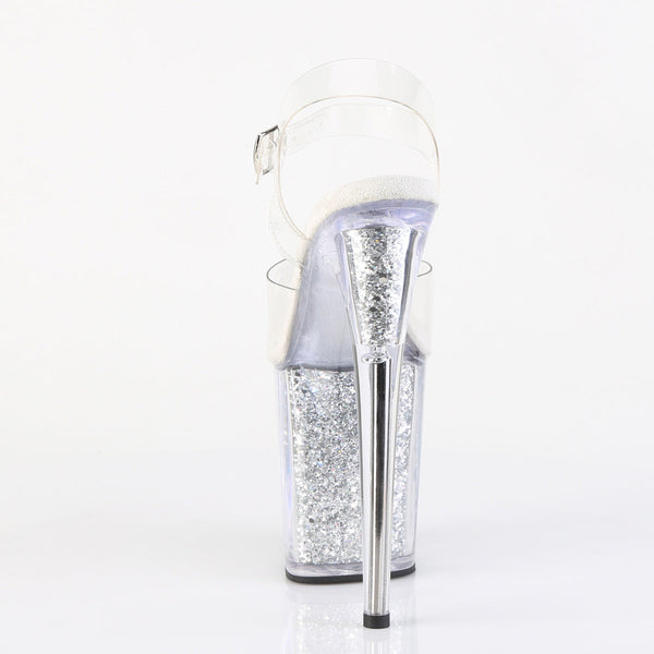 FLAMINGO-808G Plateau Sandaletten Silber Transparent von Pleaser – Ansicht 4